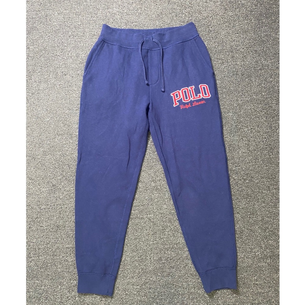 Polo Ralph Lauren Joggers Navy Blue Men Small Varsity Logo Fleece Sweatpants‎
